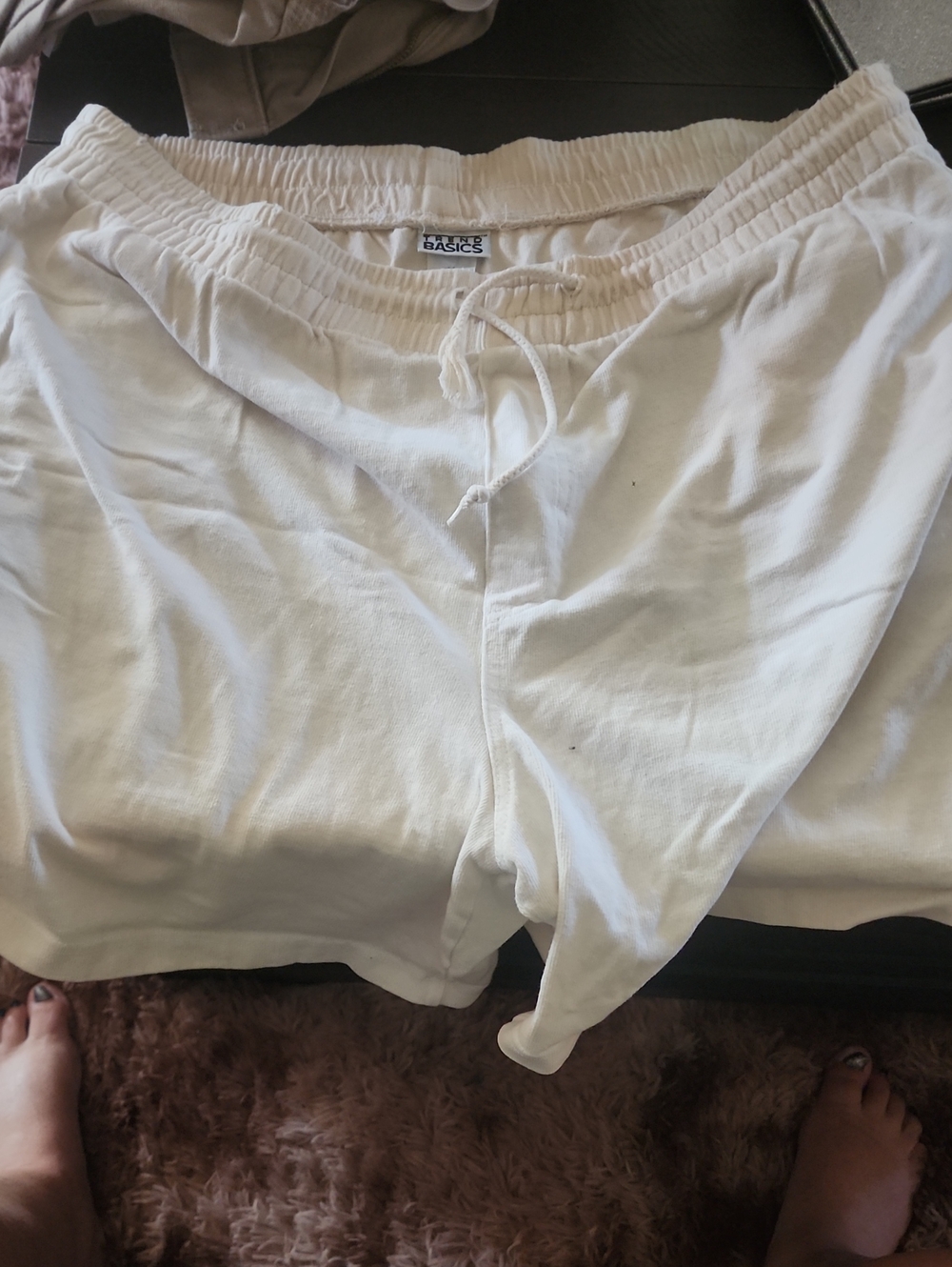 Basic White Drawstring Shorts